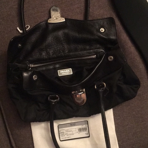 Petite Prada Milano Leather/Nylon Buckle Satchel - Picture 5 of 8